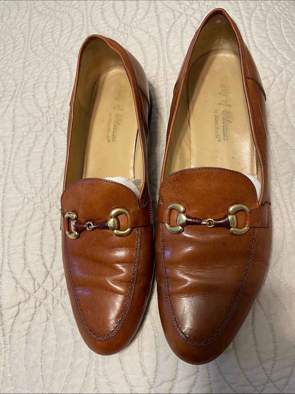 Leather Horsebit Loafers in Cognac Brown Lady of Florence by Marta Boschi